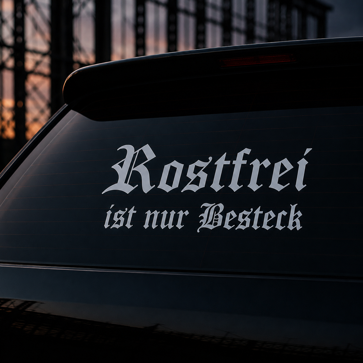 Rostfrei ist nur Besteck — Heckscheiben-Aufkleber